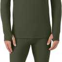 Cuddl Duds Mens Heavyweight Cold Weather Fleece Lined Thermal Set  Long Sleeve Shirt & Leggings  Lounge Sets for Men (XX-Large, Hunter Green)
