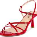 wetkiss Strappy Kitten Heels For Women Low Heel Comfy Sandals Adjustable Ankle Strap Round Open Toe For Homecoming Party Dress Wedding Gold Black White Red Silver, Size 8