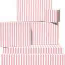CENTRAL 23 White & Pink Wrapping Paper - 6 Sheets of Gift Wrap and Tags - Stripes - For Birthday, Wedding, Baby Shower - Gift Wrapping Paper for Men Women - Comes with Stickers