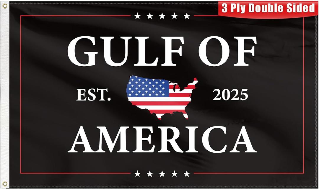 Gul-f Of America Flag 3x5 FT Outdoor Canvas Header and Double Sided with 2 Brass Grommets (Black)