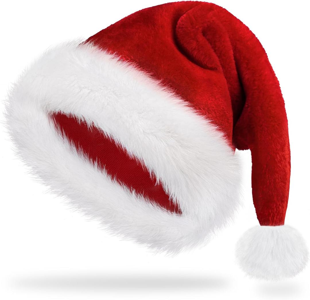 Iioscre Santa Hat Adult Christmas Hats - Santa Claus Hat for Women Men - Xmas Holiday Party (1 Pcs)