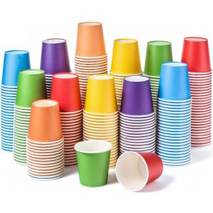 Sawysine 300 Count 5oz Disposable Paper Cups for Bathroom, Mouthwash, Espresso, Small Snacks, and Party Drinking Cup for Hot Cold Water, Coffee, Juice(Summer Classic Style)