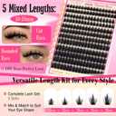 Lash Clusters with Spiky Lash Clusters Kit Volume Clusters Eyelash Extension 10-18MM Thick Individual Lashes D Curl Cluster Eyelash Extensions with Lash Brush3D DIY Lash Extension at Home (No Glue)