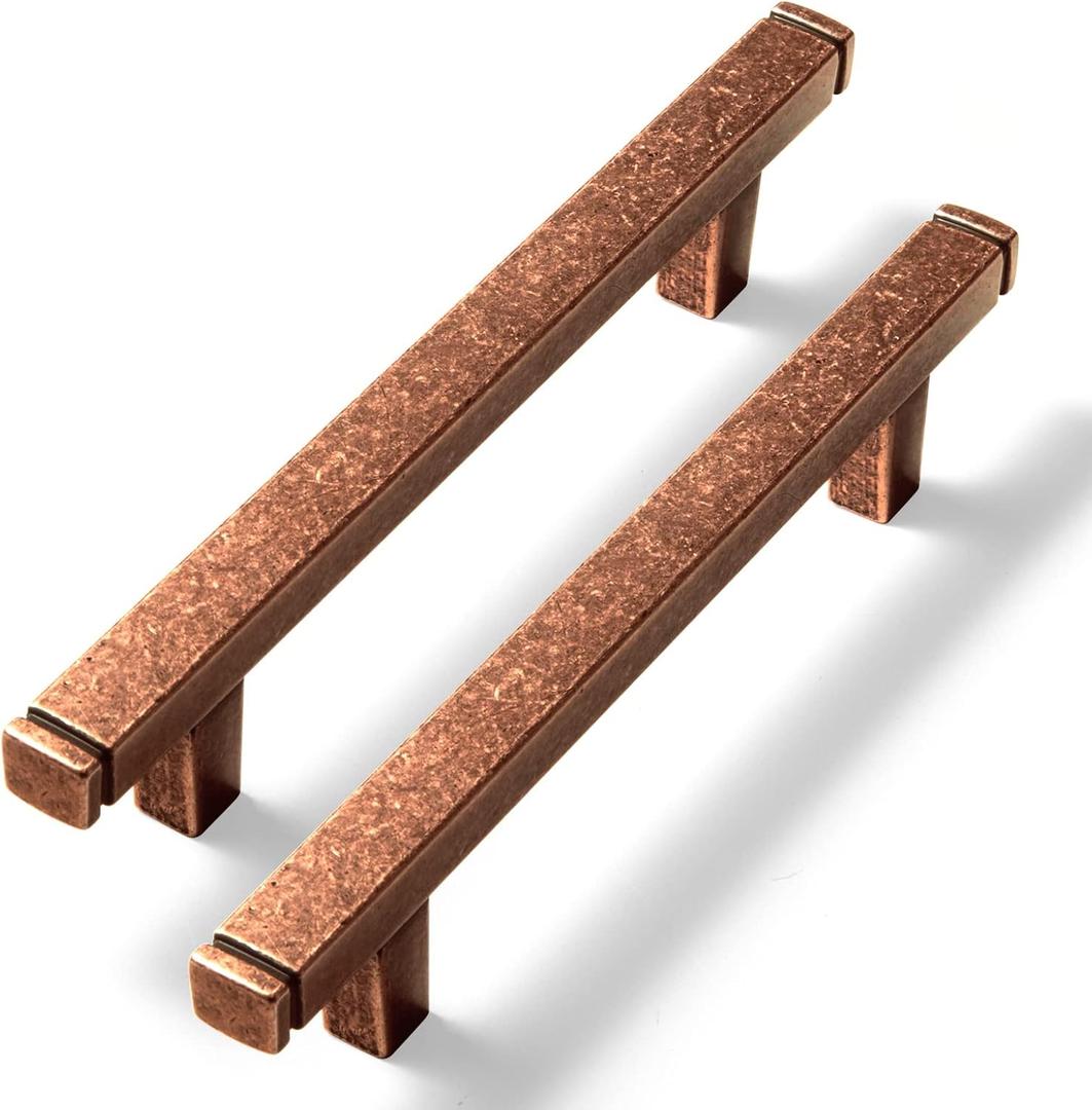 Goo-Ki 6 Pack 3-3/4 in (96mm) Hole Center Cabinet Pulls Antique Copper Zinc Alloy Kitchen Drawer Pulls Drawer Handles 5-1/2 Inch Length 1814-AC-96