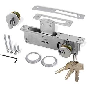 Storefront Door Mortise Lock Deadbolt Aluminum storefront Mortise Door Lock Hook Deadbolt Double Cylinder - Storefront Entry Door Lock Set (1-1/8" Backset)
