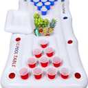 Triumpeek Inflatable Pool Game Table Float, 6FT Blow Up Floating Pool Game Raft Lounge, Fun Pool Party Game Table for Adults, Cups & Balls NOT Included