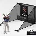 Golf Cage Practice Hitting Net,10x7ft Heavy Steel Frame with 2 Net Side Barriers,for Backyard Driving Chipping Swing Training, Home Range for Indoor& Outdoor.