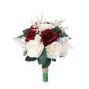 8.6in Wedding Bouquets for Bride Bridesmaid,White Champagne Red Burgundy Rose Artificial Fake Silk Flowers Bridal Bouquets for Wedding With Ribbon Handle Boho Rustic Church Decoration Toss Bouquet