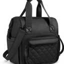 ISEYOU Large Lunch Bag for Men & Women, 20L Insulated Cooler Bag with Wide Opening, Leak-Proof & Multi-Pocket Leather Lunch Box, Adjustable Strap Lunch Tote Bags for Work, Office, Picnic and Camping (Black)