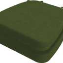 AAAAAcessories D-Shaped Chair Cushions, 2" Thick Dining Chair Pads with Ties and Removable, Machine-Washable Cover, 17" x 16", Set of 2, Dark Olive Green