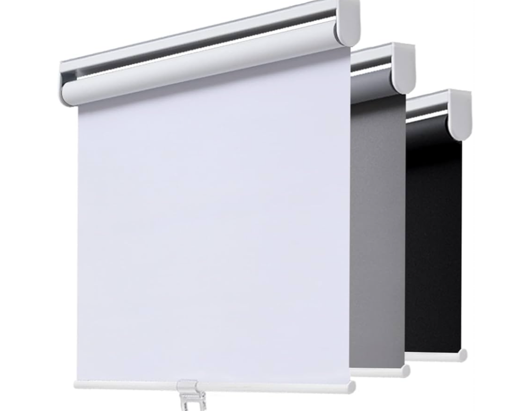 Pack of 2 AOSKY Cordless Roller Shades Blackout Blinds for Windows Room Darkening Rolled Up Shades with Spring System, UV Protection Window Shades Door Blinds for Home and Office (34.5" W x 72" H, White)