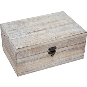 Philip Whitney Rustic Wood Storage Box for Trinket Jewelry - Antique White