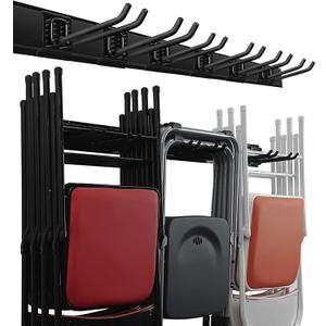 Wallmaster Garage Storage Organization Wall Mount, Garden Tool Rack Organizer Heavy Duty Folding Chair Hangers with 6 Adjustable Hooks 48inch Tracks Max Load 450lb