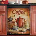 Vintage Coffee Dishwasher Cover Sticker Kitchen Decor 23" W x 26" H