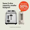 bella 2 Slice Slim Toaster, Fits-anywhere Kitchenware, 6 Setting Shade Control with Reheat & Cancel Buttons, Fits sourdough, 10 Long Slot, Anti Jam & Auto Shutoff, 900 Watt, Oatmilk