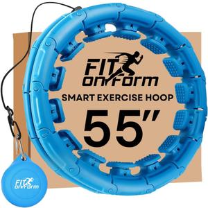 FIT ON FORM Infinity Weighted Hula Hoop for Adults Weight Loss, Smart Exercise Hola Circle Hoop for Women Abs Workout (Blue - 55 Inch)
