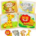 TOY Life Wooden Puzzles for Toddlers 2-4, Toddler Montessori Toys for 1 2 3 Year Old Boys Girls, Animals Wood Jigsaw Puzzles, Educational Learning Toy Kids Puzzle, Best Gifts for Baby Age 1-3 2-4