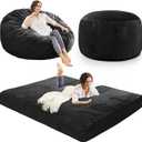 Bean Bag Chairs for Adults - Giant Bean Bag Chair Convertible Bean Bag Bed - Beanbag Chair with Micro Fiber Cover/Furniture Foam Filler - Floor Couch Sofa in Bedroom Dorm Room - Queen Carbon Black