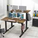 SHW 48-Inch Electric Height Adjustable Standing Desk with Drawer, Memory Preset and Cable Management Tray, Rustic Brown