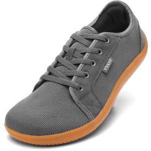 Men's Barefoot Shoes Wide Toe Box | Minimalist Zero Drop Sneakers for Walking & Gym | Breathable Mesh Cross Training Footwear | Lightweight Natural Feel for Balance & Posture (Grey/Gum,10.5)