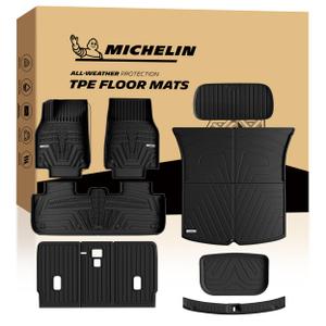Michelin Vehicle Mat, All-Weather TPE Custom Fit Liner for Tesla Model Y 5 Seat Floor Mats 2025-2027 (10 Piece), Elite