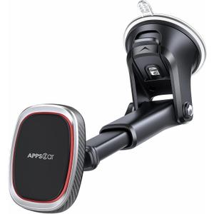APPS2Car Magnetic Phone Mount, Dashboard & Windshield Suction Cup Car Phone Holder Mount with 6 Strong Magnets, Adjustable Telescopic Arm, Compatible with iPhone & Android Smartphones