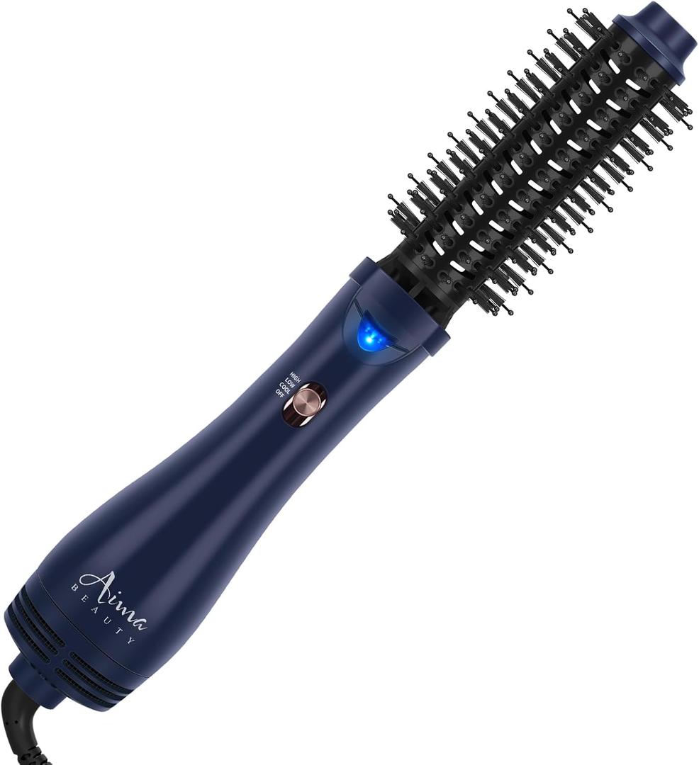 Hair Dryer Brush, Aima Beauty 4-in-1 Upgrade Hot Air Straightener Curler Function for Women, Hair Styling Tools, Prussian Blue-Round (1.26"/ 32mm Round Barrel)