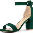 Allegra K Women's Open Toe High Chunky Heel Buckle Ankle Strap Sandals, 11