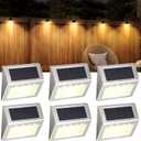 SOLPEX Solar Step Lights, 6 Pack Solar Stair Lights, Outdoor Fence Lighting, Solar Powered Deck Lights Waterproof 4 LEDs for Stairway Patio Porch Pathway Walkway Garden (Warm White)