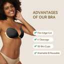 Niidor Sticky Bra Invisible Stick on Bra Backless Strapless Women's Adhesive Bras Ladies Invisible Bras (Dark Black)