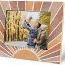 Boho Picture Frames 5x7, Retro Boho Neutral Sun Sunshine Picture Photo Frame for Bohemian Home Bedroom Living Room Desk Table Decor, Boho Photo Frame Gift (yellow)