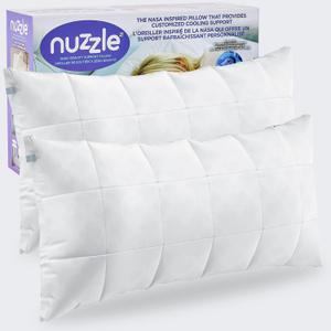 Nuzzle Pillows King Size Set of 2 Cooling Adjustable Pillows for Side Sleepers, Luxury Hotel Collection Bed Pillows  Best Adjust Height Soft Firm Pillows for Back, Stomach and Side Sleepers (White)