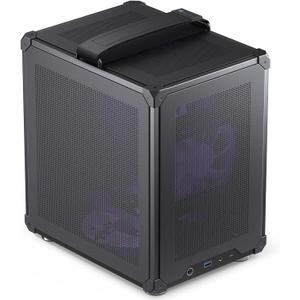 JONSBO C6 Handle Black Mini MATX Mesh Case,Simple Compact Desktop Micro ATX Chassis,Upper Cover/Side Panel Tool-Free Open pc case, ATX Power Bite (L185mm Max.),Support 75mm CPU Cooler,GPU200-255mm