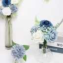 Artificial Flowers Combo Delicate Elegant Dusty Blue Mixed Flowers with Stem for DIY Wedding Bouquets Centerpieces Baby Shower Party Home Decorations