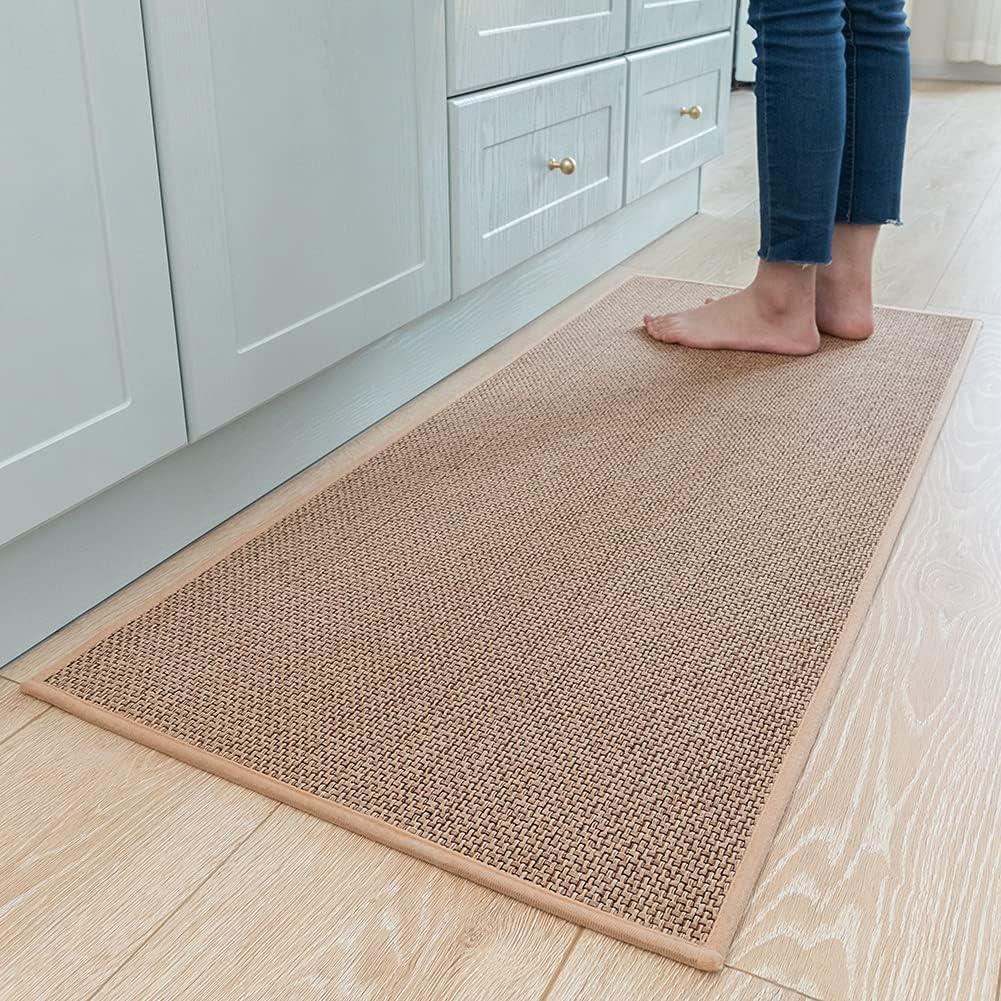 MontVoo Kitchen Rugs and Mats, Washable Non-Skid Kitchen Mats for Floor, Large Runner Rugs for Kitchen Floor, Front of Sink, Hallway, Laundry Room (Beige, 20"x70")