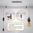16.5FT Pendant Light Kit, Hanging Lights with Plug in Cord & Switch, Hemp Rope Swag E26 Socket Pendant Lamp, Extension Lantern Cable Vintage Farmhouse Industrial Retro DIY Decoration Fixtures