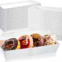 XIAOHONG 50 Pack Paper Charcuterie Boxes with Clear Lids, 7.5'' White Disposable Food Containers Sandwich Boxes Bakery Boxes for cake roll, Strawberries, Chocolate Covered Cookies, Hot Cocoa Bombs