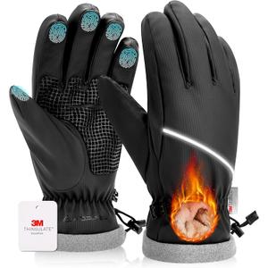 AOPREL Winter Gloves Men Women Waterproof Warm Ski Gloves for Cold Weather Windproof Snow Touch Screen Gloves for Running Cycling Outdoor Work & Sports