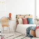 Simple Designs LT1196-ORG-2PK 8.66" 2-Pack Chic Little Globe Ceramic Table Lamp Set with Matching Tapered Shade, for Living Room, Bedroom, Office, Orange