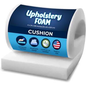 RaceCityFoam High Density Upholstery Foam Cushion 4" H x 24" W x 80" L (Ultra Firm) 50ILD - CertiPUR-US Certified Foam Cushion - Upholstery Foams for Reupholstering, Seat Cushions - Made in USA
