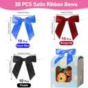 Twist Tie Bow for Wrapping Gift 3.5" 30Pcs Premade Satin Ribbon Bow Decorations for Crafts Treat Bag Wedding Bridal Shower Christmas Tree Party Favors Decor Accessories (Purple, Rose Red, Royal)