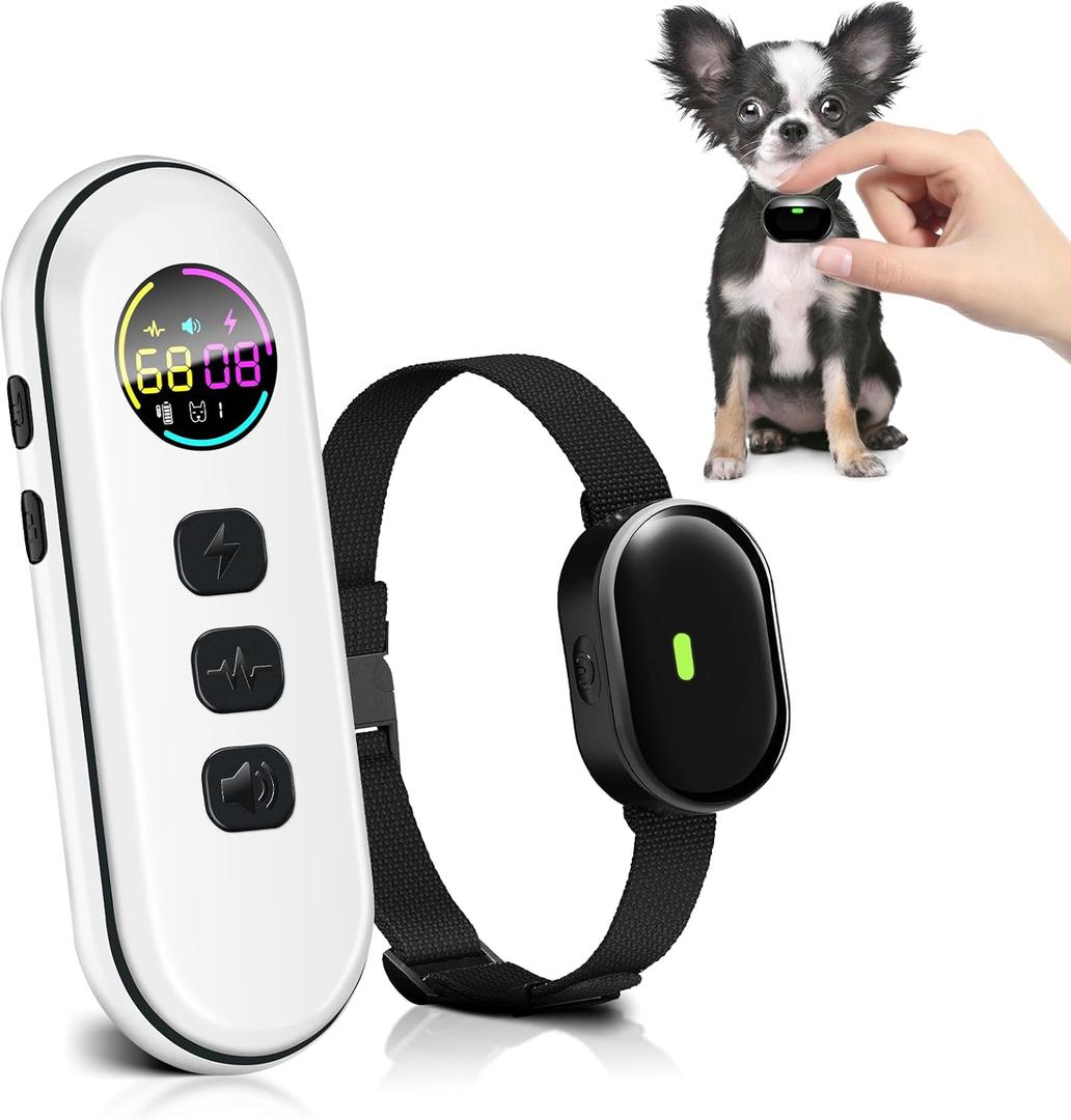 Ultra-Small Dog Shock Collar, Ultra-Light & Thin Dog Training Collar with 1300ft Remote, Tailored for Small Dogs 5-15lbs & Medium Dogs, 198-Level Precise Control, Waterproof, Rechargeable (Black)