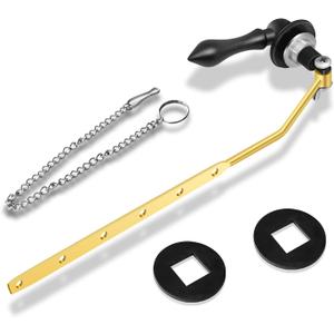Universal Front Mount Toilet Handle, Trip Lever Replacement With Stainless Steel Flapper Chain, Black Tank Flush Lever for Most Toilets (1PC, Black)