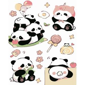 YiLUAN Paint by Numbers Canvas Kit for Adults Beginners with Framed Canvas,16" Wx20 H Canvas Paint Animal Number Artist Painting Kits - Panda