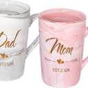 Dad and Mom Couple Mugs - New Parents Gifts First Time Pregnancy Gifts EST 2026 Dad and Mom Coffee Mug Set- Elegant Gift for Baby Shower Mother's Day Father's Day - 12.5oz Ceramic Coffee Cup