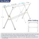 95 inches foldable clothes drying rack, heavy duty stainless steel laundry drying rack for indoor outdoor , clothes rack adjustable length. 3 additional reinforcement bars with 20 windproof hooks