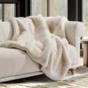 Luxury Soft Faux Chinchilla Fur Throw Blanket for Couch, Warm Thick Heavy Winter Throw Blanket 1220GSM for Bed, Fluffy Cozy Mink Blanket with Reversible Velvet, Arctic White, 60"x80"