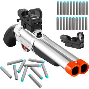 Cool Toy Shotgun Look Real Double-Иarreled Toy Gun with Sight Fake Soft Bullet Realistic foan Blasters Guns Shooting Game for Ages 8-12 Years Old