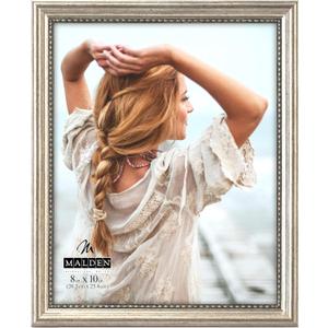 Malden International Designs Classic Wood Picture Frame, 8x10, Silver