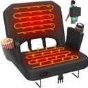 HOPERAN Heated Stadium Seats for Bleachers with Back Support - 3 Levels Bleacher Chairs with Back and Cushion and Armrest, Wide & Thick Padded Bleacher Seats, Stadium Chairs for Outdoor Sports Games (Black 1pc)